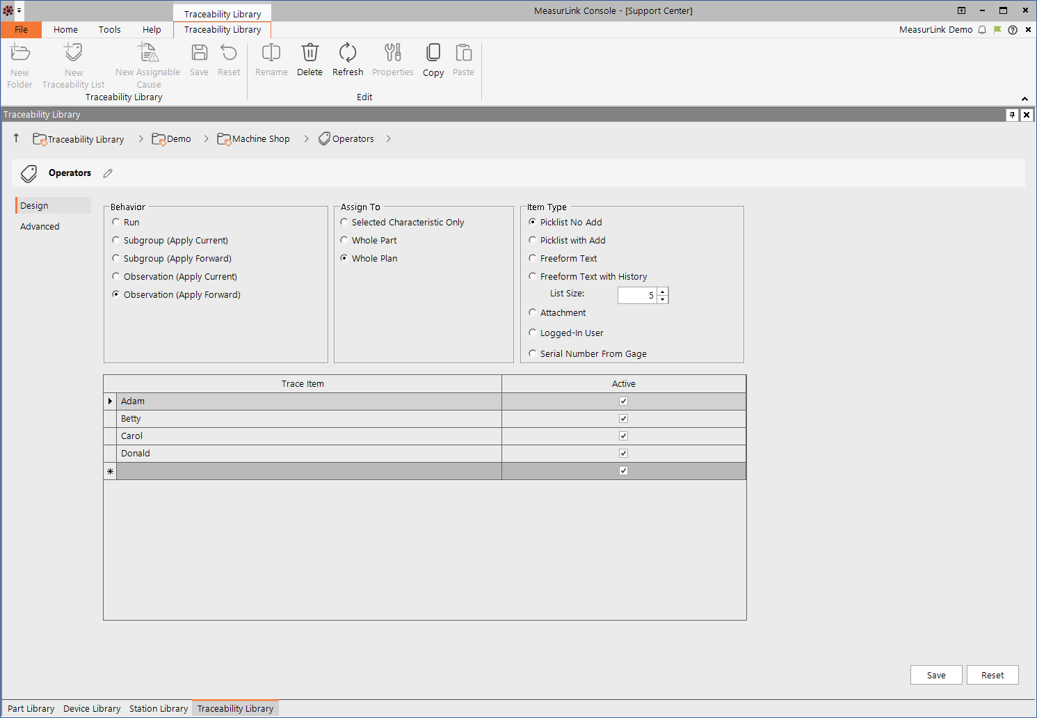 Support Center's Traceability Library establishes the rules for non-measurement meta-data, which is important to be tracked when measurements are taken by the operator.