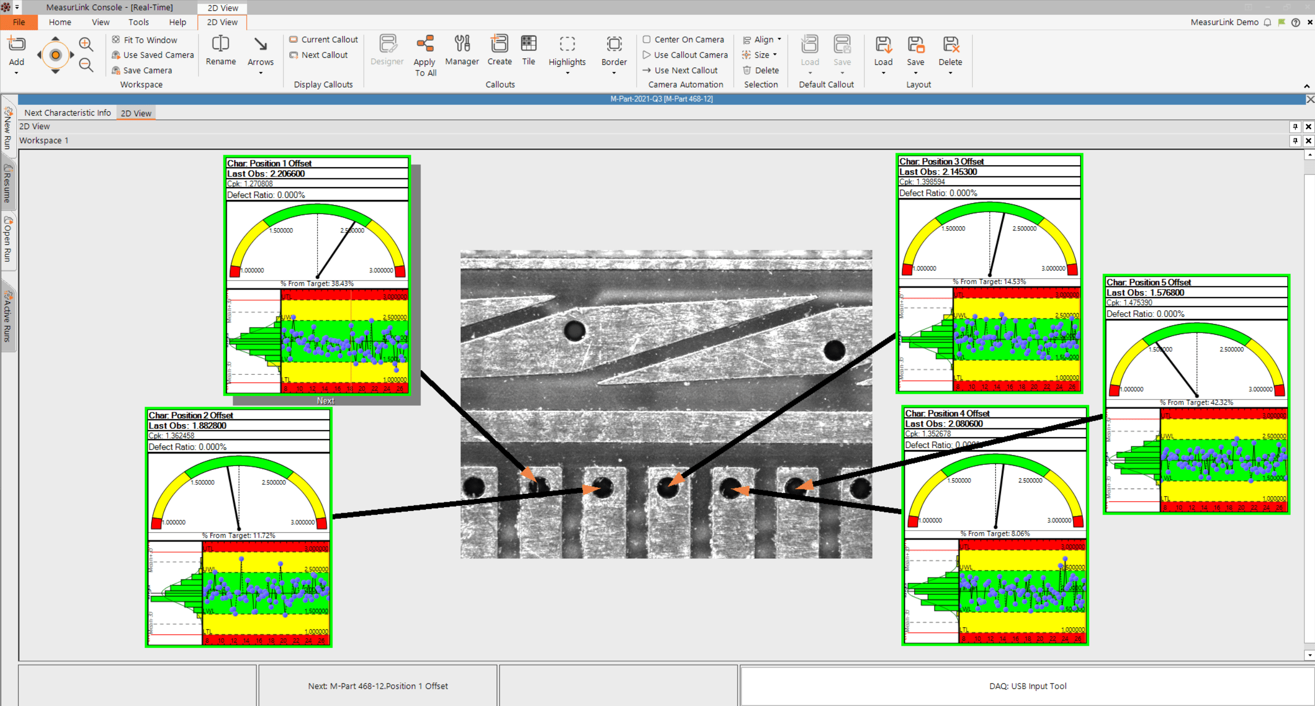 Adding an image of a workpiece behind callouts in 2D View can guide the user in identifying specific areas of concern.