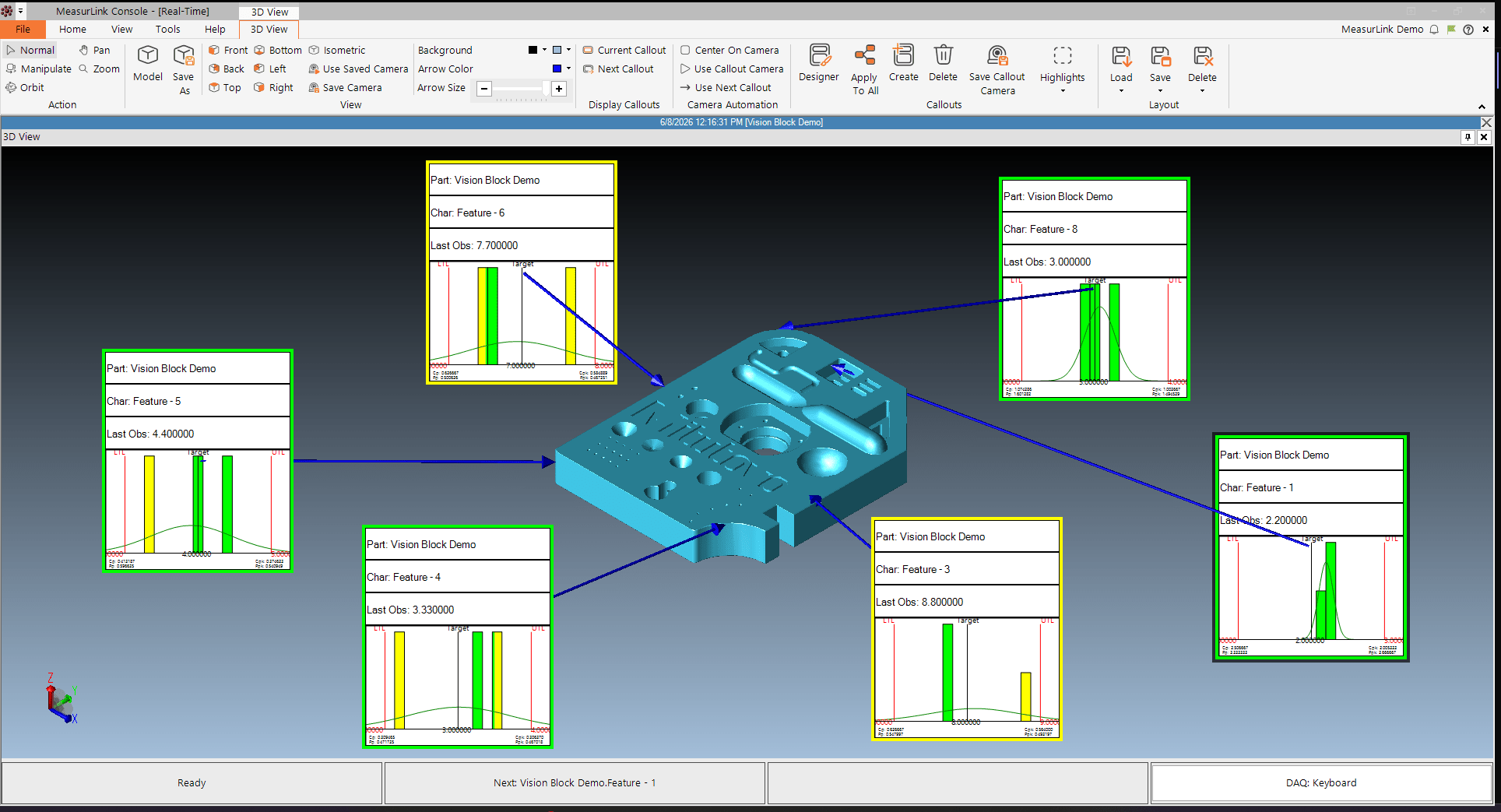 Hoops models with callouts attached to them in the 3D View provide prompted guided sequencing, when used in combination with camera automation functions.